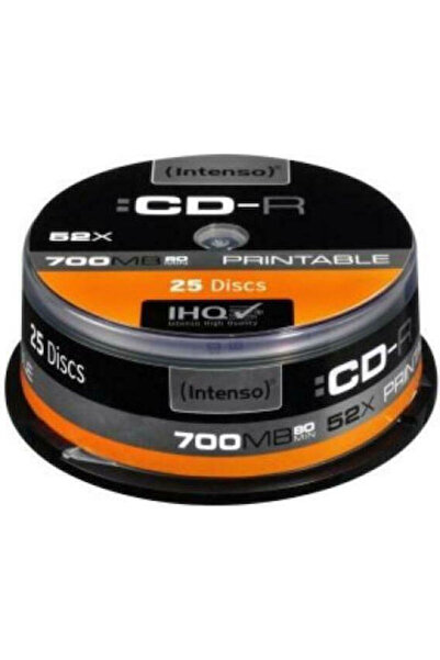 Intenso Εγγράψιμο CD-R 52x 700MB Κουτί 25 τεμαχίων (Cake Box) Κωδικός: 1801124