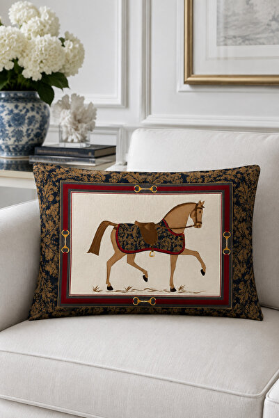 HOMESSA Classic Equestrian Horse 2-Piece Throw Pillow Cover 35X55 cm