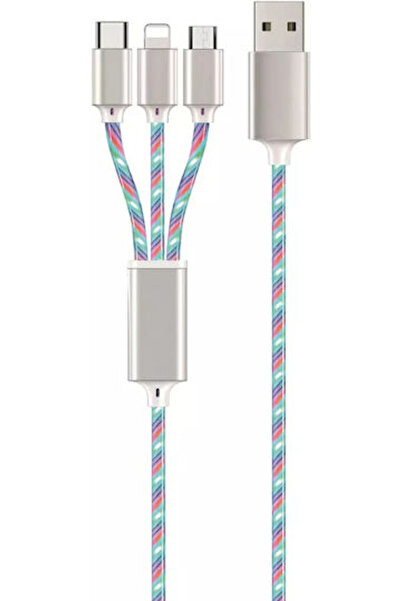 2go Καλώδιο LED USB σε Lightning / Type-C / micro USB 1,5μ Λευκό (797316)