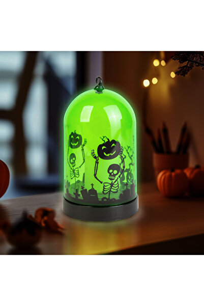 Alista Home Decor LED de Halloween, verde, 3 x AAA, 8 x 12.5 cm, alb cald, vr...