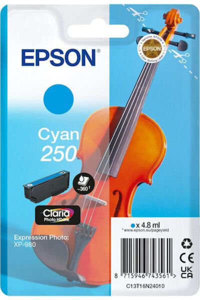 EPSON 250 Γνήσιο Μελάνι Εκτυπωτή Inkjet Κυανό (C13T16N24010)