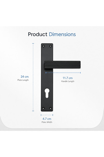 Generic Matte Black Door Handles on Backplate Set – Modern Textured Grip Lever on Back Plate with Euro Profile Keyhole, Complete Hardware Kit with Spindle & Screws for Interior, Bedroom, and Office Doors