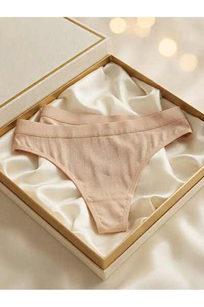 2'li Tanga Likra Pamuklu String Sexi Kadın Külot Brayt