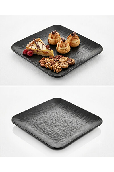 BİODATA 6 Pieces Unbreakable Melamine Square Dessert Plate Serving Plate 22 c...