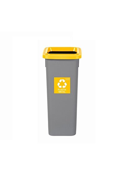 PLAFOR Selective Recycling Plastic Bin, 53L Capacity, Fit - Gray With Yellow ...