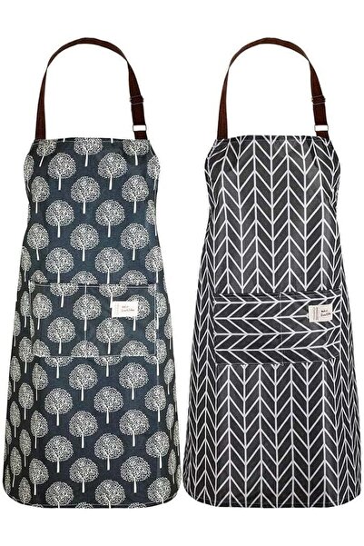 X SPRING Aprons with Pockets Waterproof, 2 PCS Adjustable Kitchen Aprons with...
