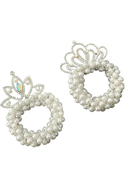 Hannea White Pearl Crystal Crown Hair Clip for Women, Bridal Queen Tiara Barr...