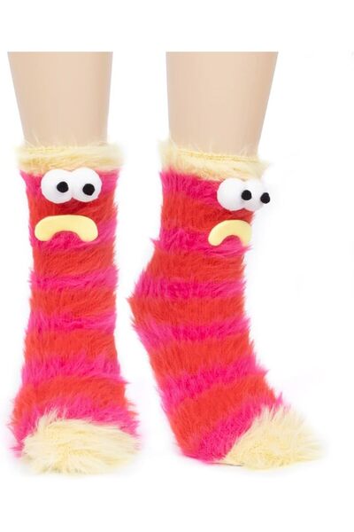 TERRIFI Coral Velvet Fuzzy Socks for Women and Girls, 3D Monster Face Design,...