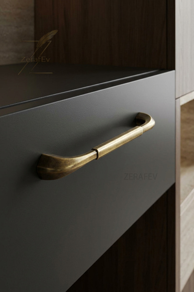 zerafev Verona 160 mm Antik Sarı Zamak Mobilya Kulp – 20 cm Dolap ve Çekmece Kulpu