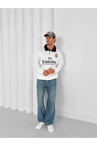 MADRİD NAKIŞLI PREMIUM ÇİZGİLİ OVERSIZE UNİSEX SWEATSHIRT