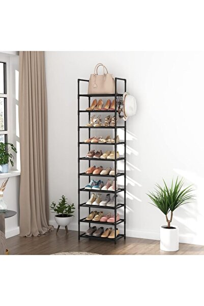 X SPRING Shoe and Boots Organizer, 10-Tier Storage Rack Holds 20-25 Pairs, Bl...
