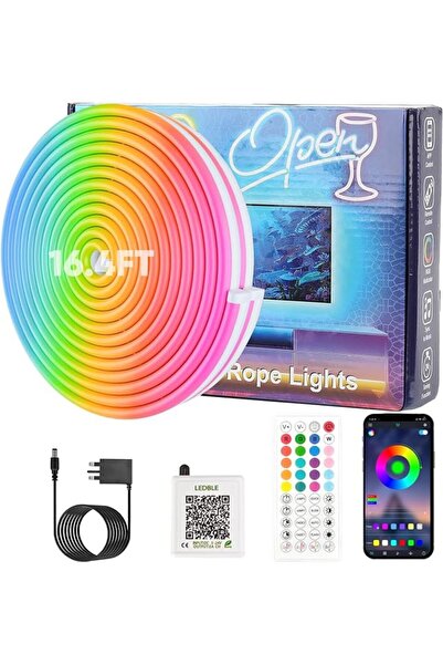 GENERAL 16.4Ft Neon Rope Lights,Flexible Led Rope Lights Control with App/Rem...