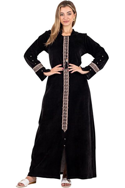 ZECOTEX Women's Velvet Winter Abaya Nightgown |   Elegant Velvet Home Dress w...