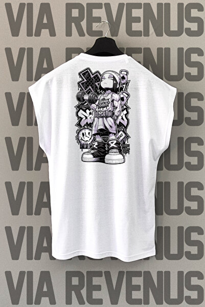 Vordevia Gym Hip Hop Back Printed Zero Sleeve Crew Neck Sports Tshirt