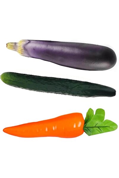 GENERAL [3 in1] Realistic Artificial Vegetables Set - Soft PU Fake Cucumber, ...