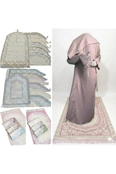 Generic Luxury Pliseh Prayer Set with Carpet, Soft Cotton, Free Size, Islamic...