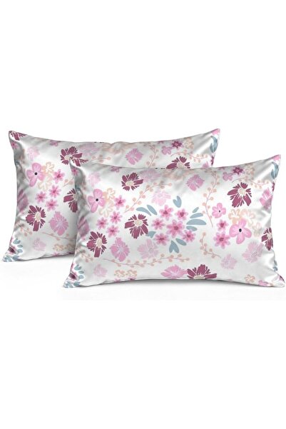 Generic Pillow Cases Pink Purple Romantic Floral Anti Wrinkle Satin Pillowcas...