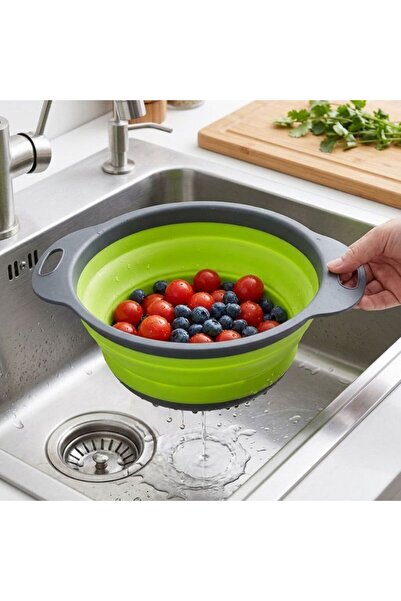 Re Foldable silicone colander 29cm, fruit and vegetable drainer with handles,...