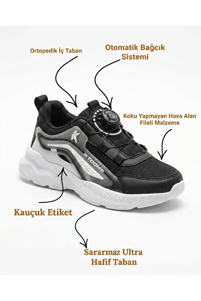 TOOM Boys' Automatic Lace-Up Sports Shoes Breathable Orthopedic Faylon Sole B...