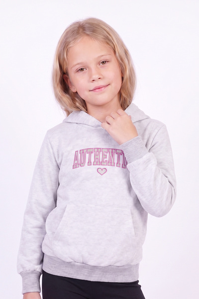 panios kids Kız Çocuk Baskılı Kanguru Cepli Uzun Kollu Kapüşonlu Sweatshirt