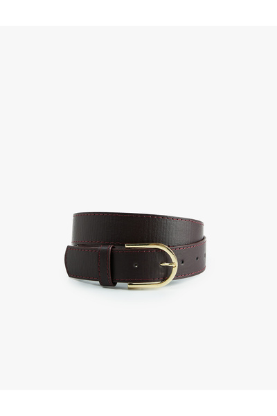 Koton Faux Leather Basic Belt with Metal Buckle