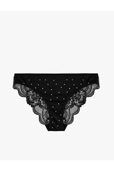 Koton Normal Waist Comfortable Fit Polka Dot Lace Brazilian Panties