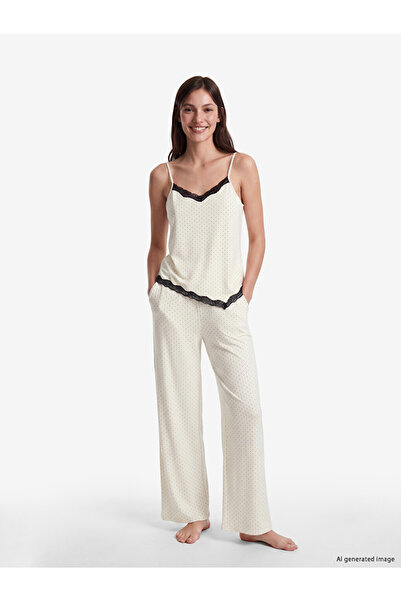 LC Waikiki Rmz Gi̇yi̇m Farkiyla Women's Polka Dot Pajama Set with Rope Straps