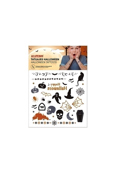 Alpıno Sada metalických tetování, Halloween - černá, stříbrná, oranžová