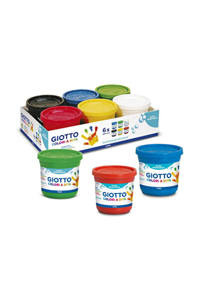 Giotto Washable Tempera, For Hand Painting, 6 Colors X 200Ml/Set Dita Finger ...