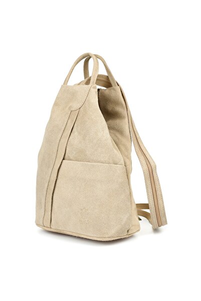Vera Pelle Rucsac de damă din piele întoarsă, bej italian T53