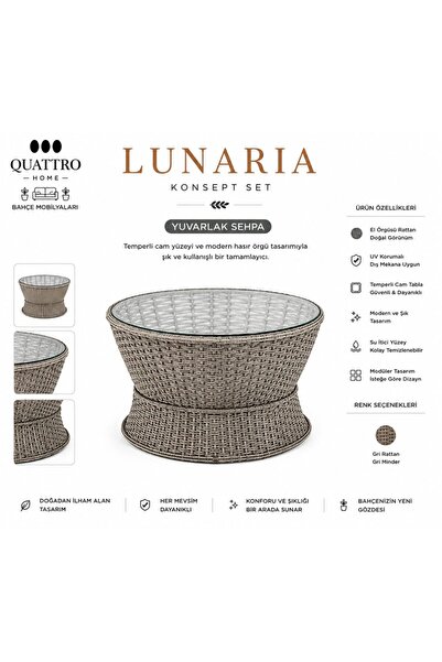 QUATTRO HOME Lunaria Rattan Bahçe Ve Balkon Orta Sehpa