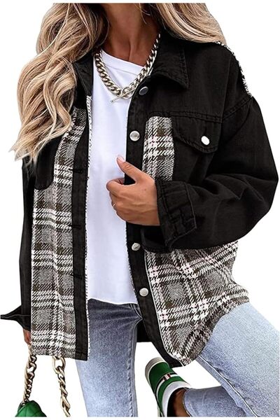 Generic Womens Oversized Denim Jacket Long Sleeve Boyfriend Jean Jacket Casua...