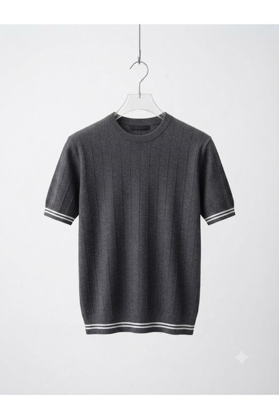 zs zaos fashion Men's Short-Sleeved Summer Knitwear T-Shirt Basic T-Shirt