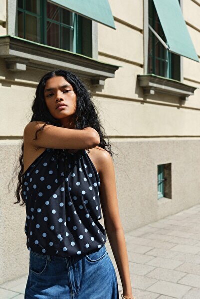 H&M Drapeli ve Etek Ucu Balon Kesimli Üst