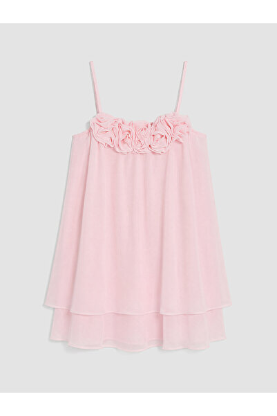 LC Waikiki Trendlucky Girls' Chiffon Dress with Floral Detail and Drawstring ...