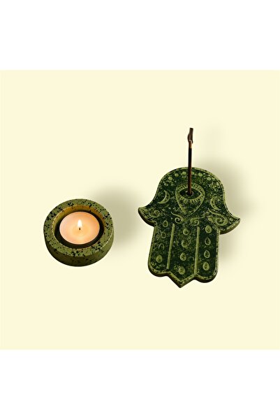 Great Fast Yeşil Fatma Ana Eli Figürlü Çubuk Tütsülük & Tealight Mumluk Dekor...