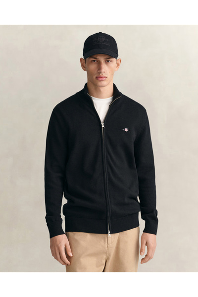 Gant Erkek Siyah Regular Fit Fermuarlı Hırka