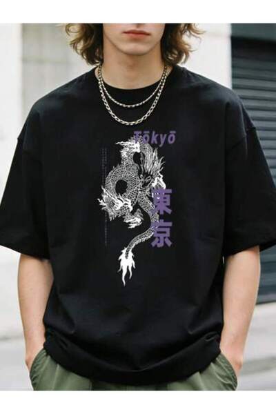 23ERVA 1pc Womens Tokyo Dragon Streetwear TshirtCotton 180gsm.Printed Tee.Uni...
