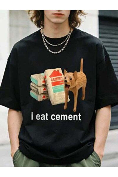 23ERVA 1pc Womens Funny Cement Dog Graphic TshirtCotton 180gsm.Printed Tee.Un...