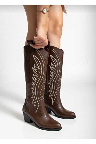 BYBERO Women's Cowboy Embroidered Boots