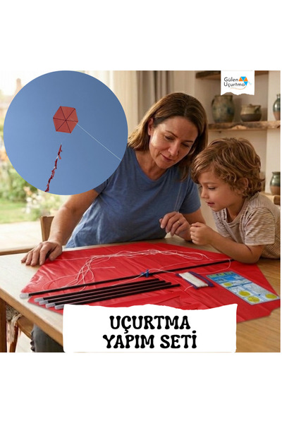 GÜLEN UÇURTMA Naylon Altıgen Uçurtma Yapım Seti / Plastik Çıtalı