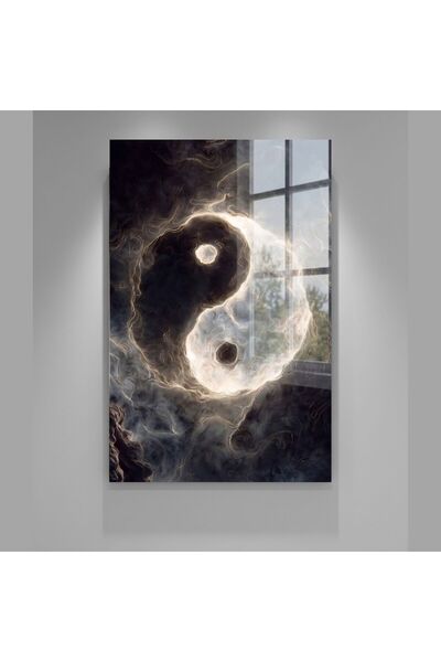 Yin Yang Enerji Dengesi Modern Ezoterik Cam Tablo