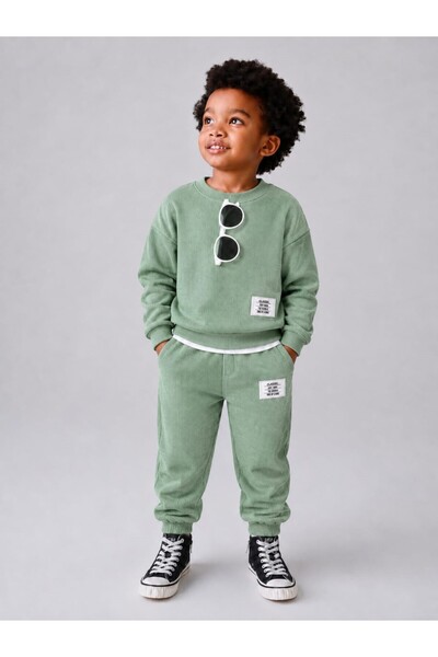 ciklet kids Boy's Wafle Top and Bottom Set