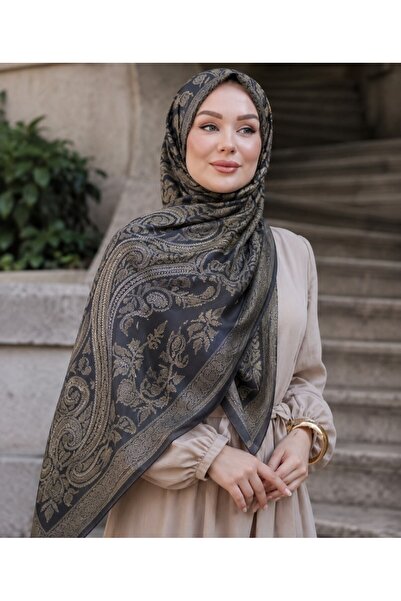 SİYANE ŞAL شال قطني ناعم من سياني بنمط عرقي، مقاوم للعرق، بنمط عرقي أسود
