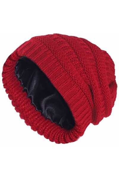 STARSTAR Women's winter hat dark grey 22x22cm knit ski satin lined.