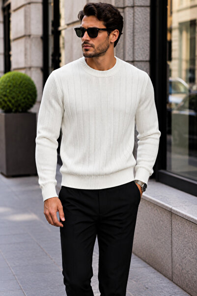 H&E LUXURY DESIGN Men's Thick Ribbed Basic Sweater