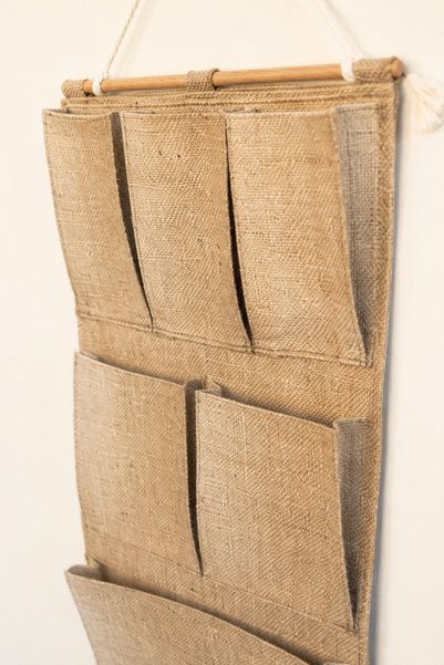 Dathcha Jute 6-Pocket Hanging Wall Organizer 35 X 65 cm for Inside the Closet, Bathroom Vertical Organizer