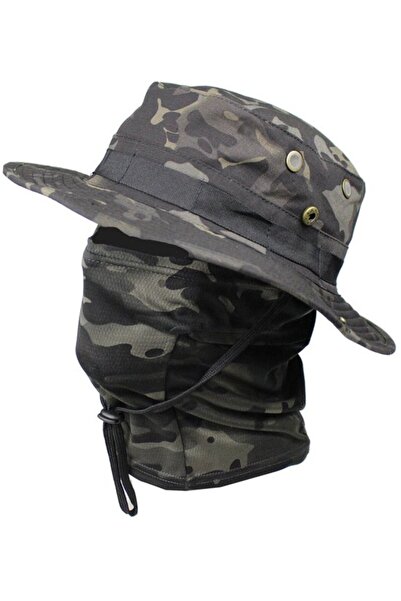 STARSTAR Men's camouflage sun hat with face mask mesh beach/hunting.