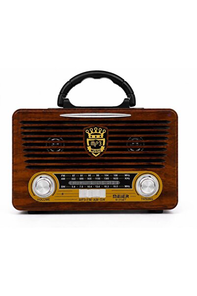 GLOBAL TEKNİK MEIER M-115BT Bluetooth 5.0 Retro Tasarım Radyo MP3 USB AUX TF ...