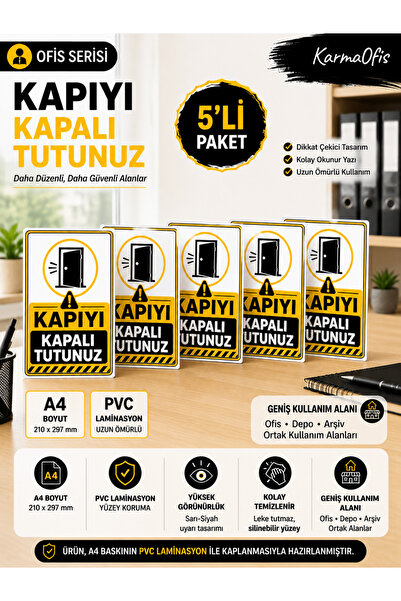 KarmaOfis A4 Znak upozorenja da vrata budu zatvorena, PVC laminat, značka upo...